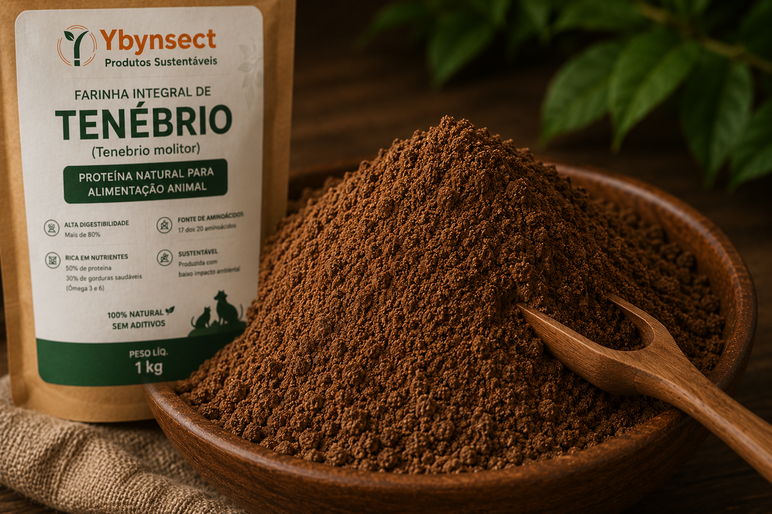 Farinha de Tenebrio molitor da Ybynsect para nutrição animal sustentável