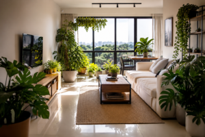Apartamento com plantas saudáveis e adubo orgânico sem cheiro