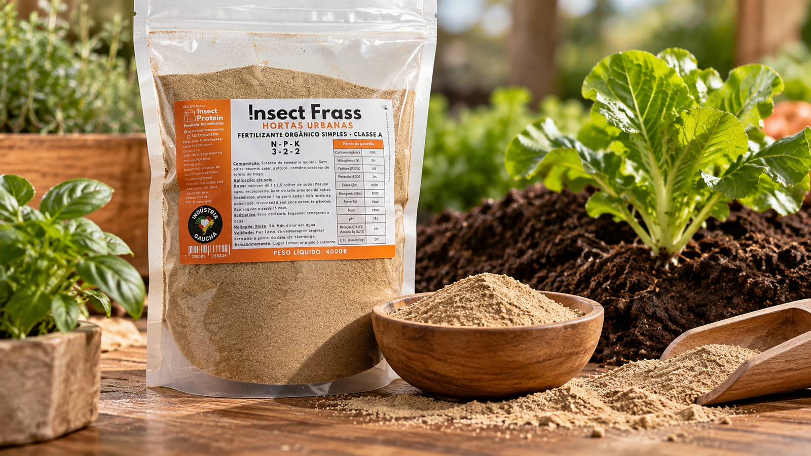 Insect Frass de Tenebrio molitor utilizado como fertilizante orgânico